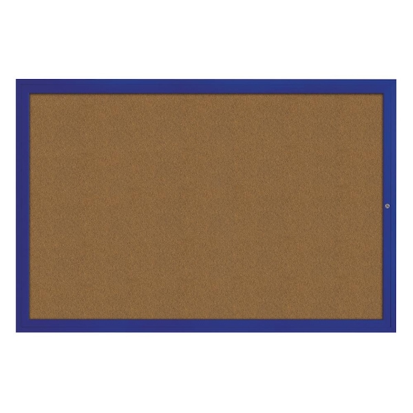 Hinge-less Radius Corkboard, 24"x36", Satin Alum Frame/Rubber